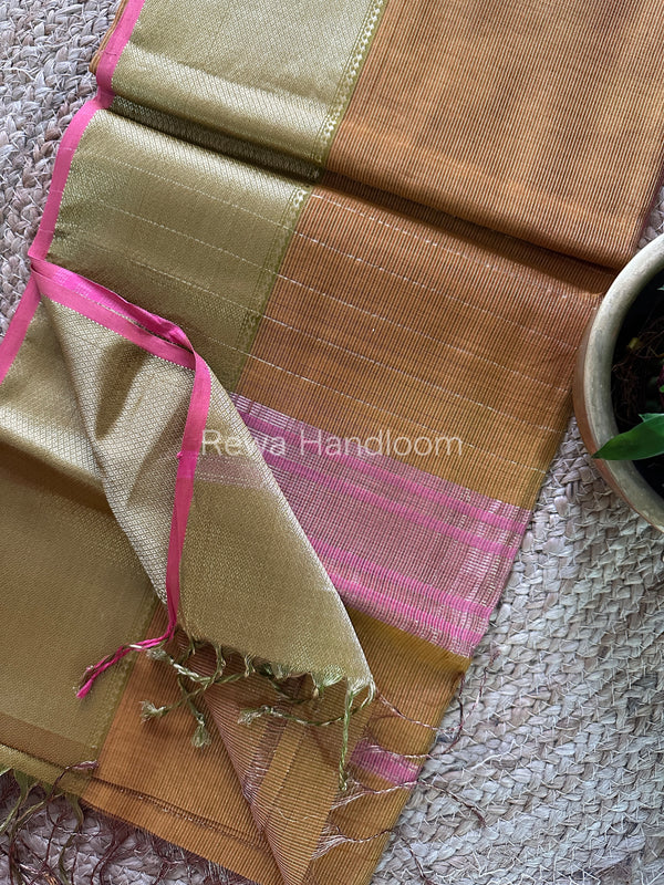 Maheshwari Mustard Tissue Silk Saree-ZTS28