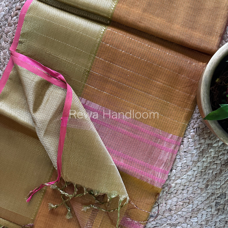 Maheshwari Mustard Tissue Silk Saree-ZTS28