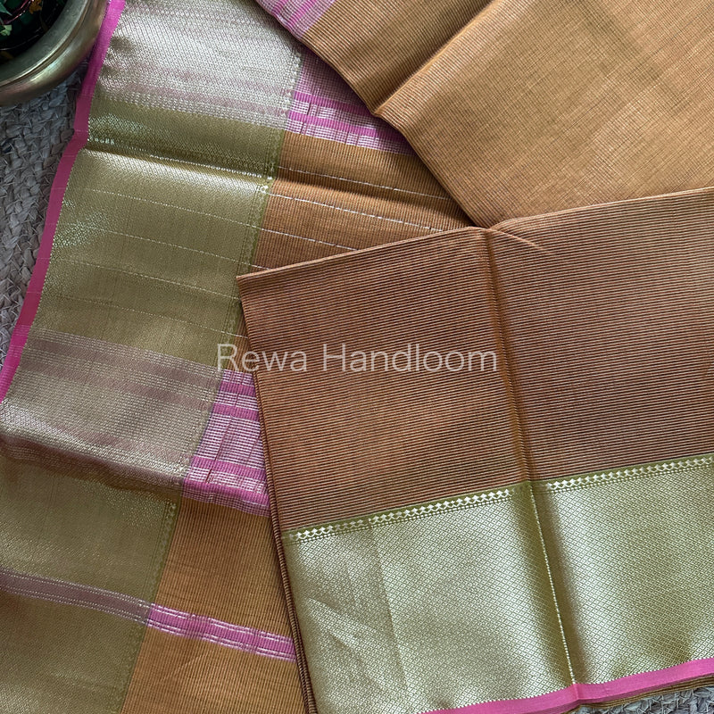 Maheshwari Mustard Tissue Silk Saree-ZTS28