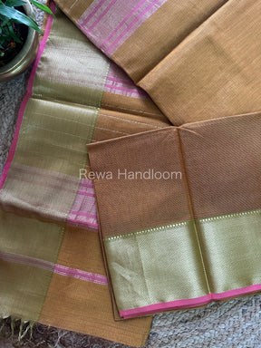 Maheshwari Mustard Tissue Silk Saree-ZTS28