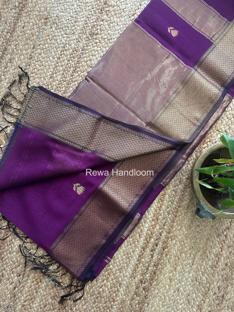 Maheshwari Purple Lotus Butta Saree LLBS083