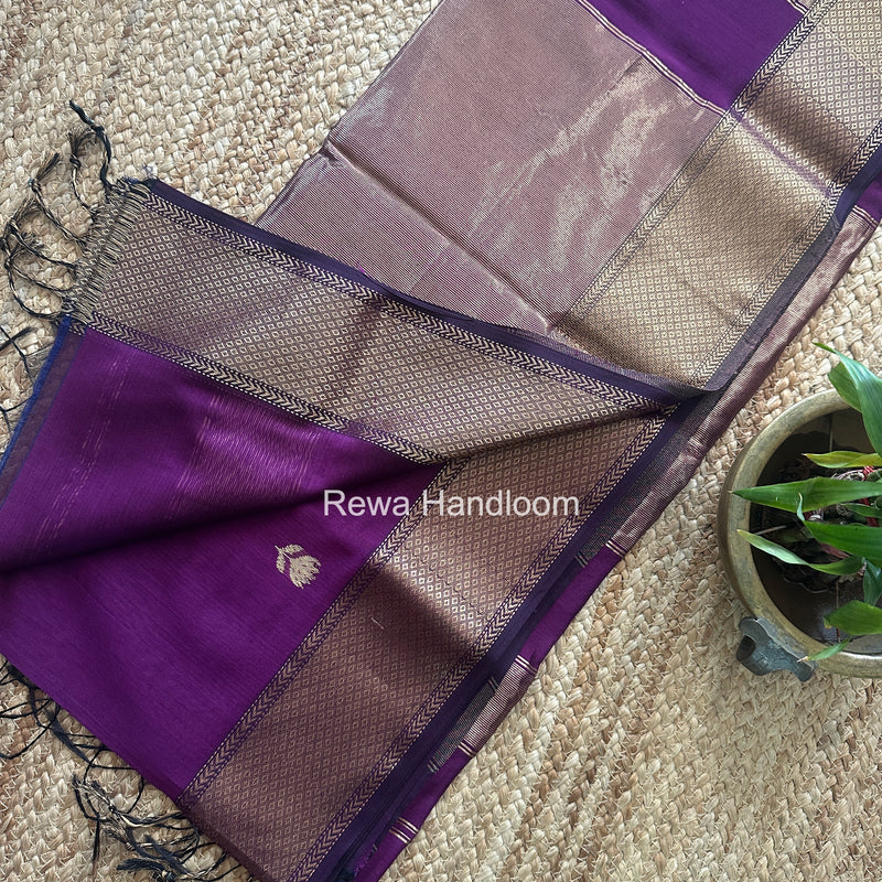 Maheshwari Purple Lotus Butta Saree LLBS083