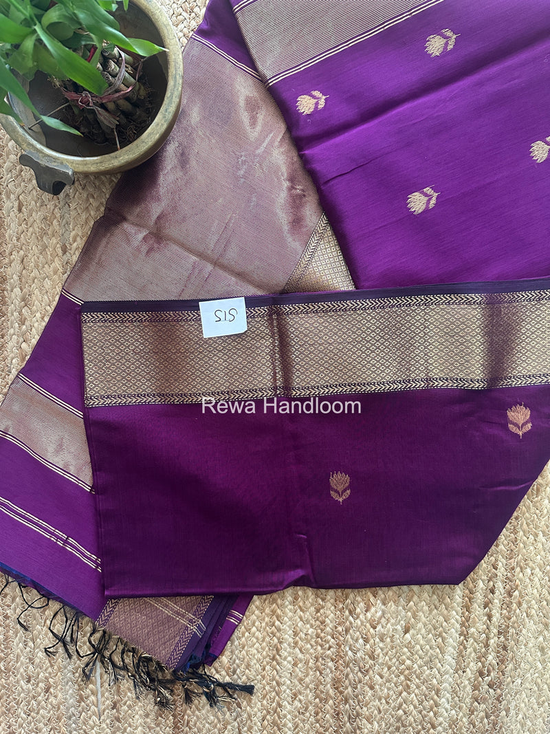 Maheshwari Purple Lotus Butta Saree LLBS083