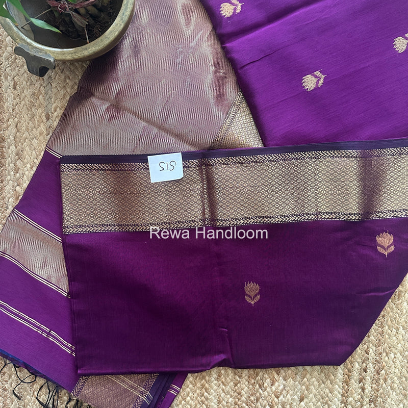 Maheshwari Purple Lotus Butta Saree LLBS083