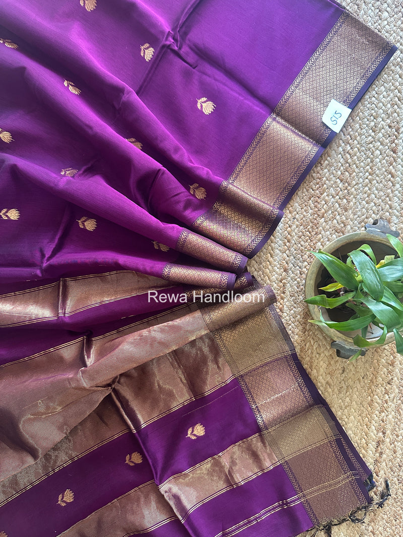 Maheshwari Purple Lotus Butta Saree LLBS083