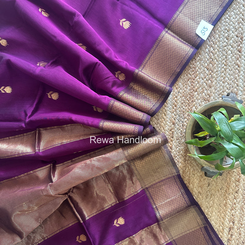 Maheshwari Purple Lotus Butta Saree LLBS083