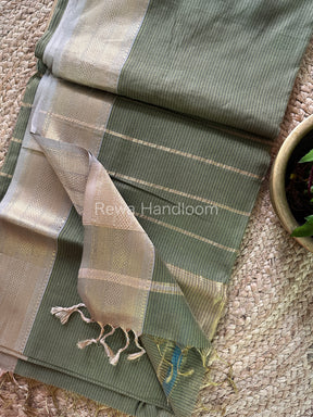 Maheshwari Light Green Tissue Silk Saree-ZTS35