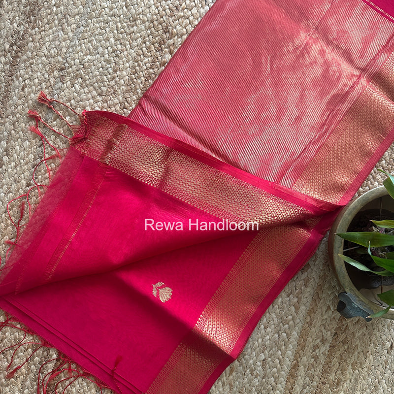 Maheshwari Rani Pink Lotus Butta Saree LLBS082