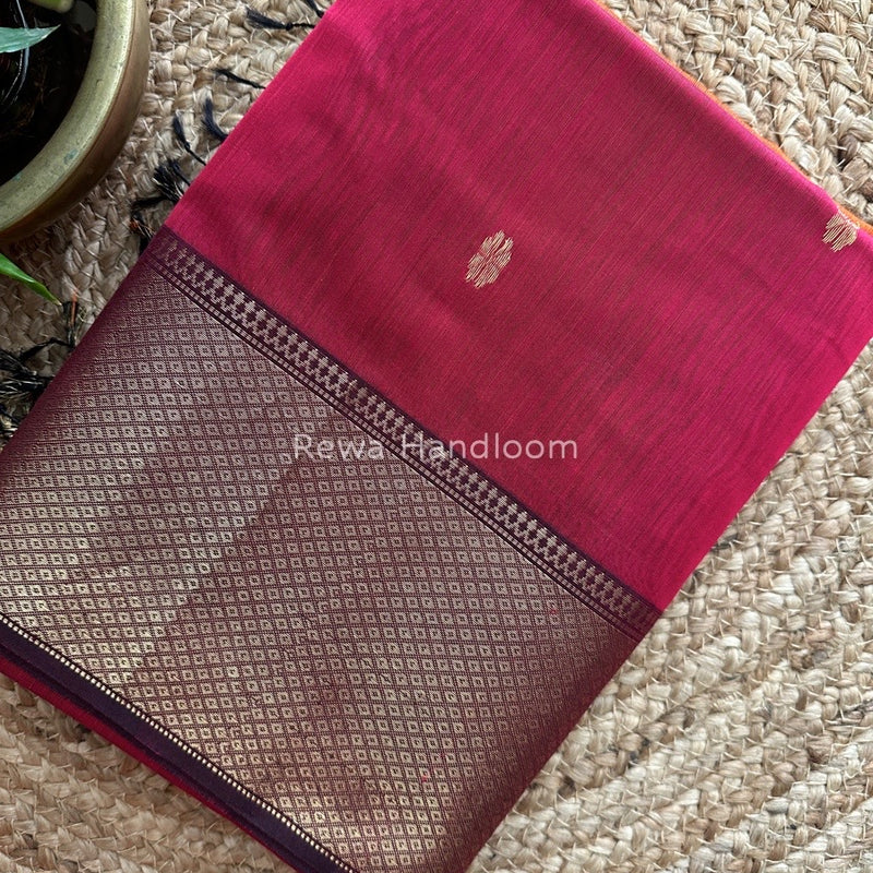 Maheshwari Rani Pink Zari Skirt Butti Saree ZSB04