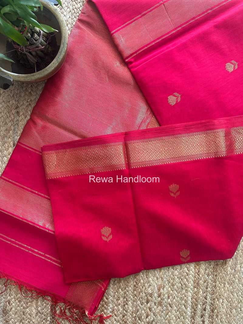 Maheshwari Rani Pink Lotus Butta Saree LLBS082