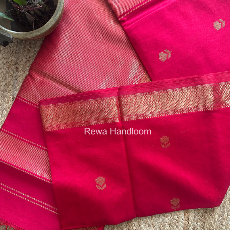 Maheshwari Rani Pink Lotus Butta Saree LLBS082
