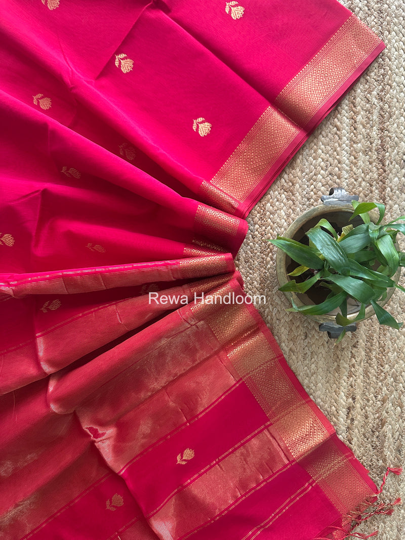 Maheshwari Rani Pink Lotus Butta Saree LLBS082