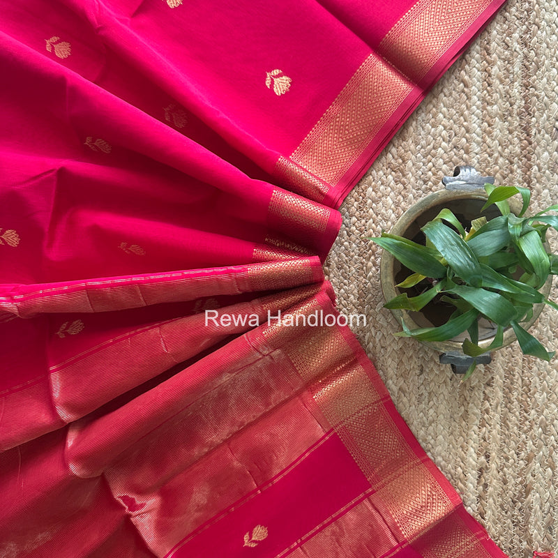 Maheshwari Rani Pink Lotus Butta Saree LLBS082