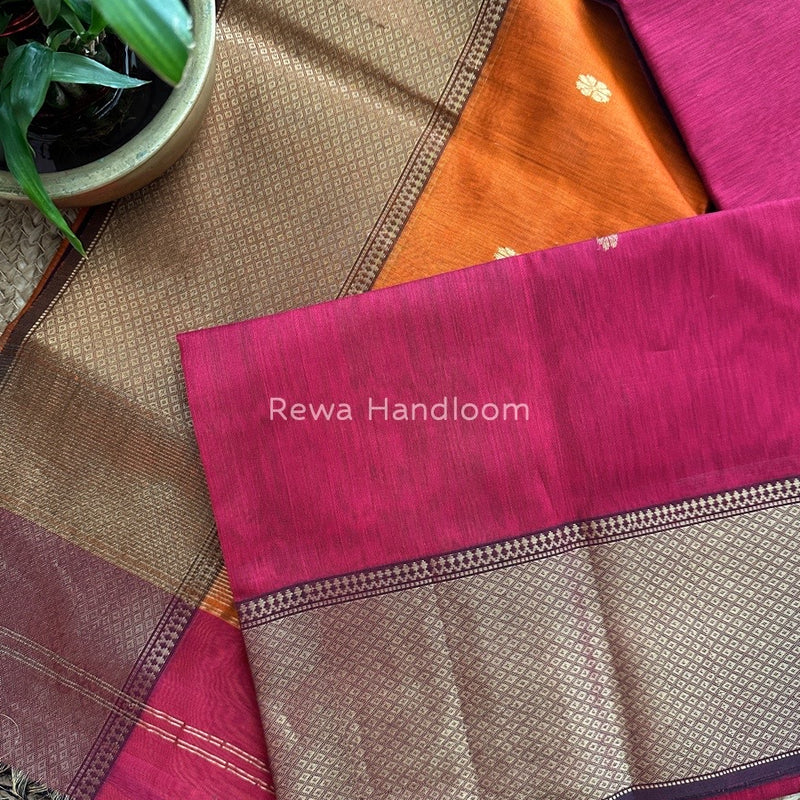 Maheshwari Rani Pink Zari Skirt Butti Saree ZSB04