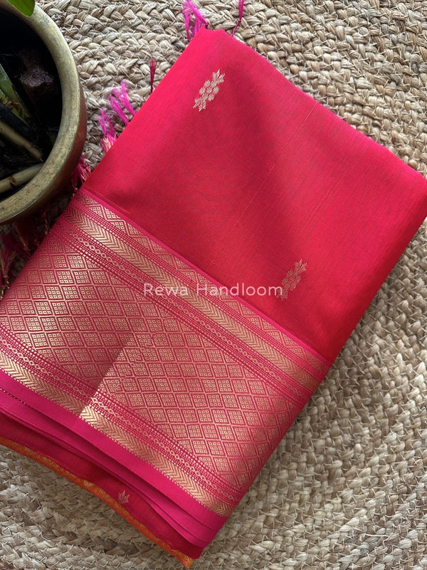 Maheshwari Red Rich Pallu Silk Saree HPS014