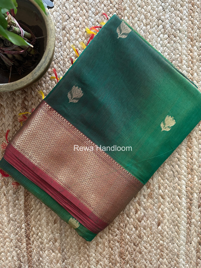 Maheshwari Green Lotus Shaded Butta Saree SLB051
