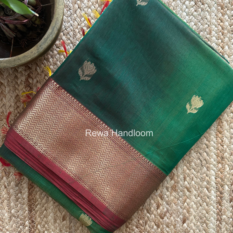 Maheshwari Green Lotus Shaded Butta Saree SLB051