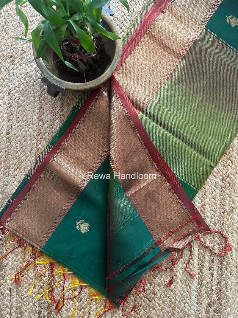 Maheshwari Green Lotus Shaded Butta Saree SLB051