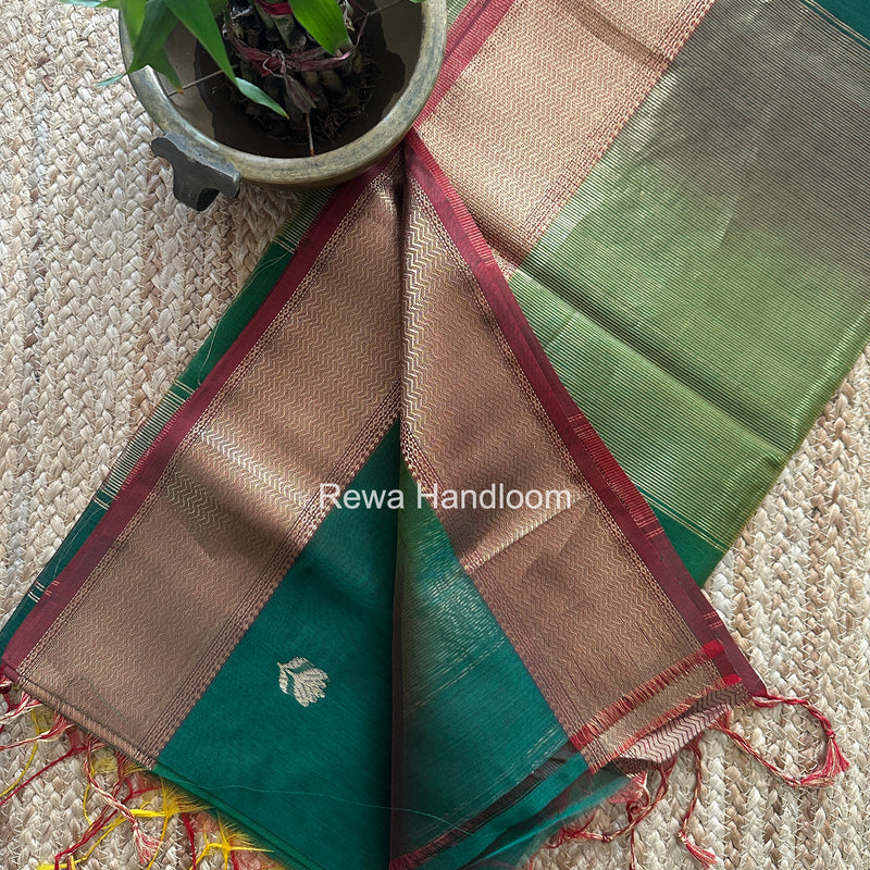 Maheshwari Green Lotus Shaded Butta Saree SLB051
