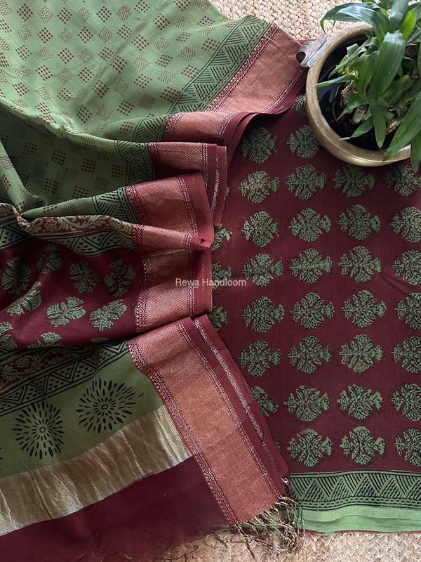 Maheshwari Bagh Print Top-Dupatta Set