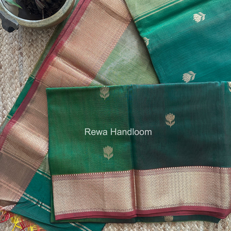 Maheshwari Green Lotus Shaded Butta Saree SLB051