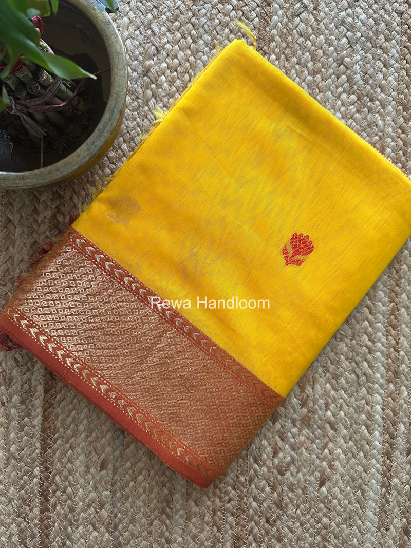 Maheshwari Yellow Lotus Butta Saree LLBS077