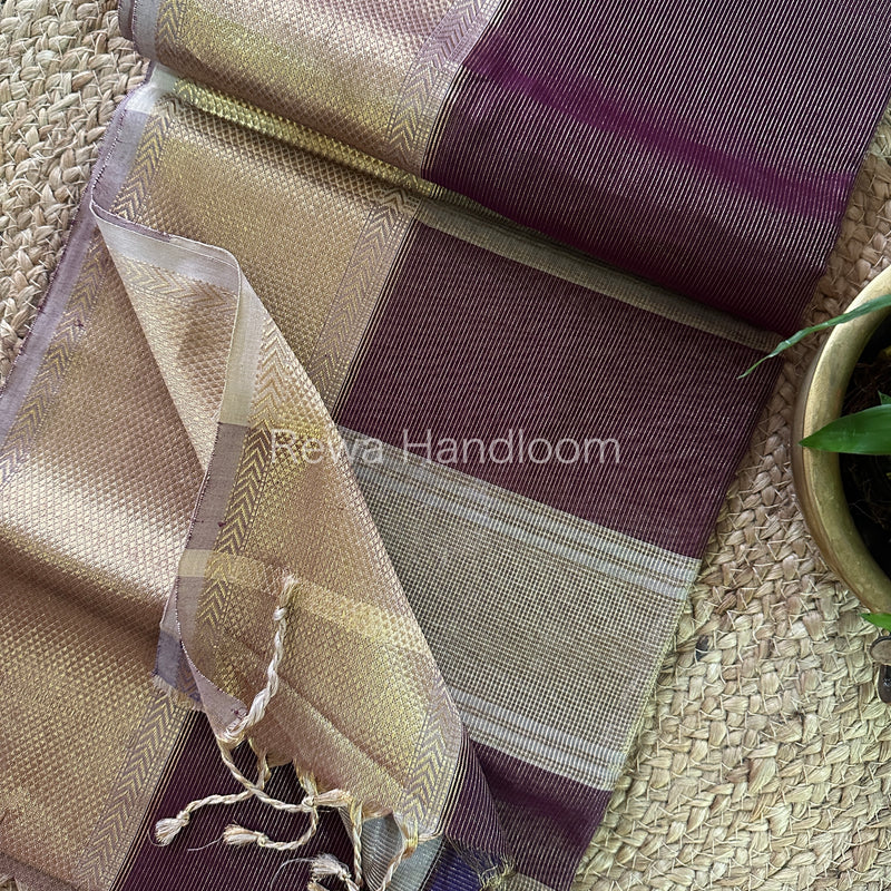 Maheshwari Purple Tissue Silk Saree-ZTS21