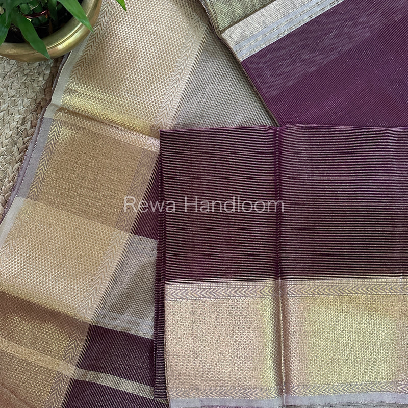 Maheshwari Purple Tissue Silk Saree-ZTS21