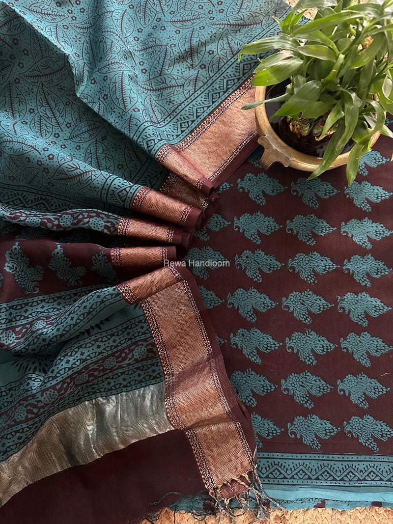 Maheshwari Bagh Print Top-Dupatta Set