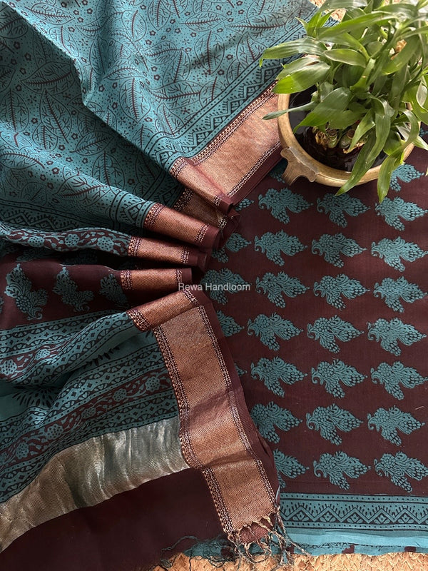 Maheshwari Bagh Print Top-Dupatta Set