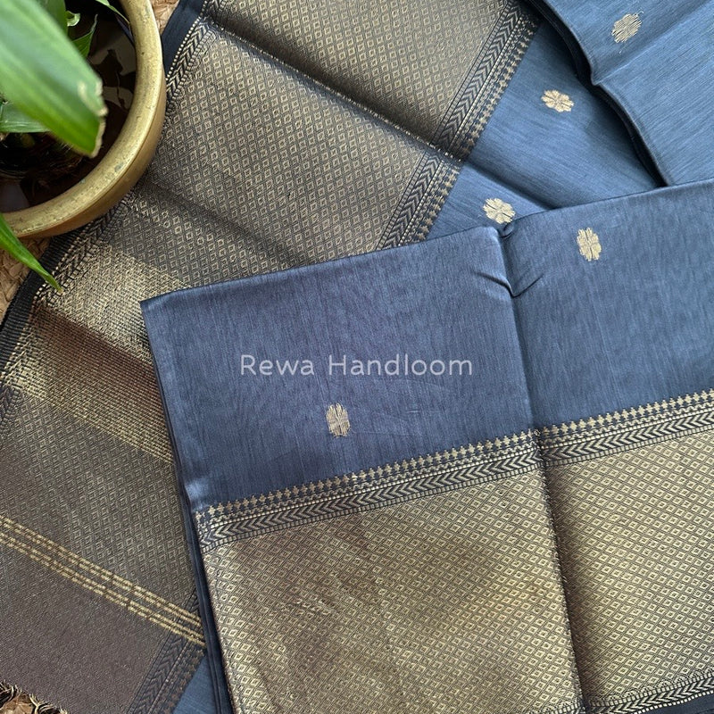 Maheshwari Grey Zari Skirt Butti Saree ZSB02