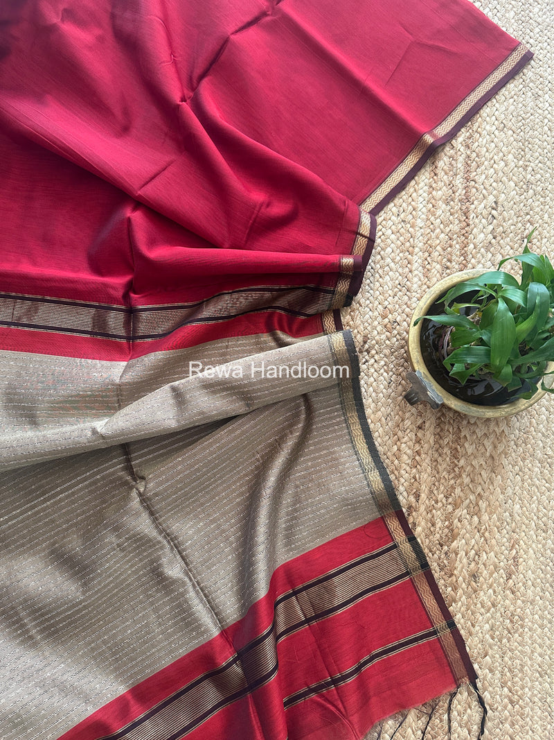 Maheshwari Red Gichha Pallu Saree GP067