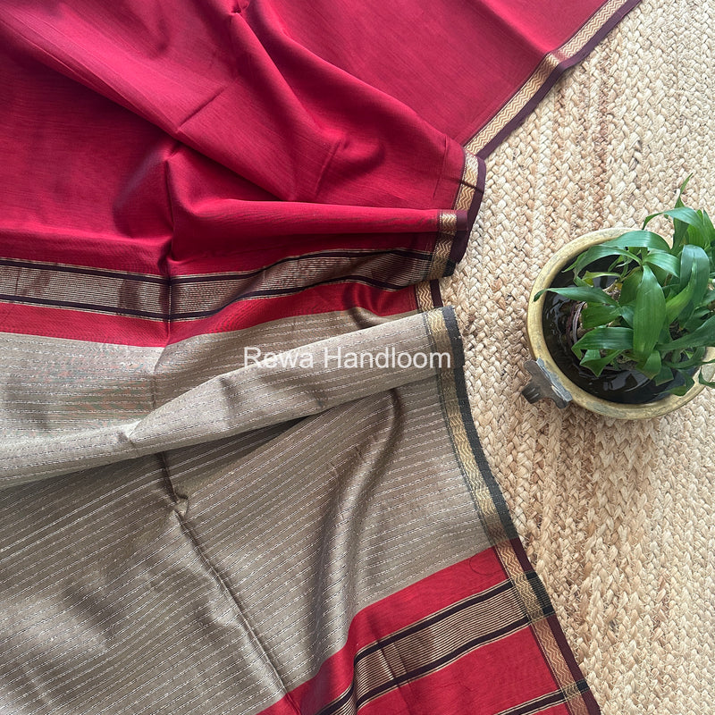 Maheshwari Red Gichha Pallu Saree GP067