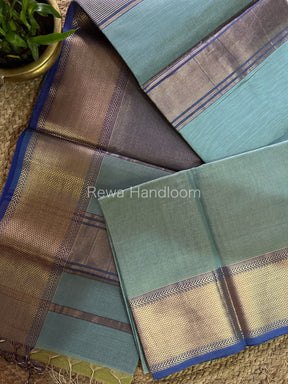 Maheshwari Sky Blue Tissue Silk Saree-ZTS24