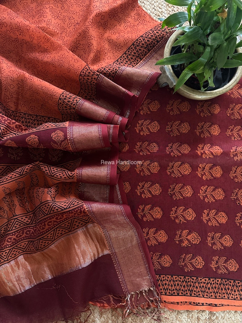 Maheshwari Bagh Print Top-Dupatta Set