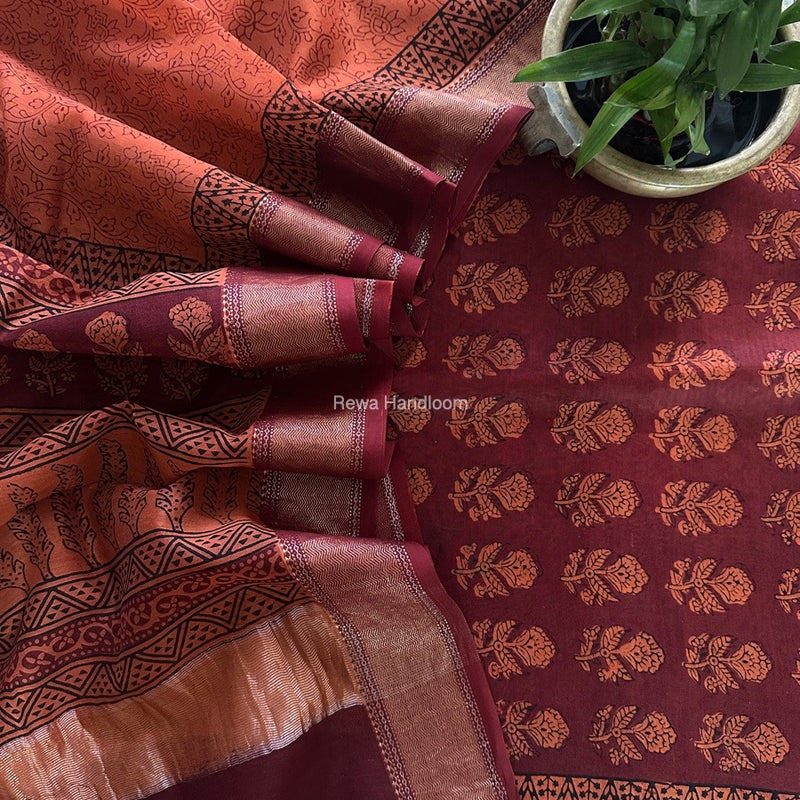 Maheshwari Bagh Print Top-Dupatta Set