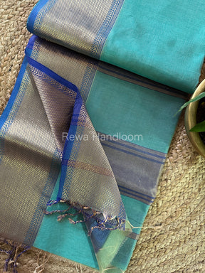 Maheshwari Sea Green Tissue Silk Saree-ZTS25