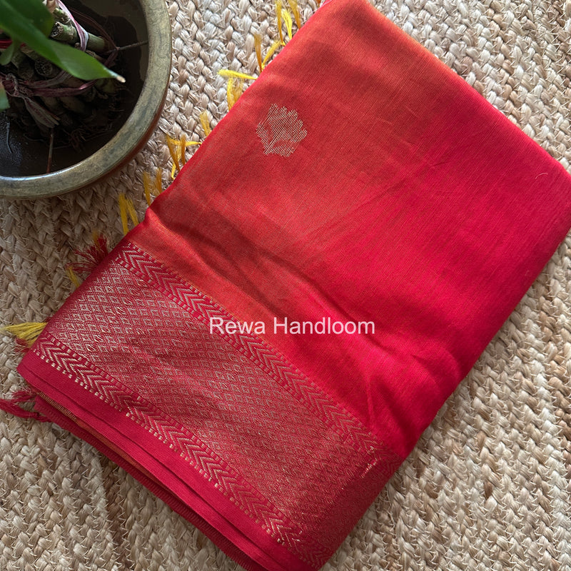 Maheshwari Red Lotus Shaded Butta Saree SLB049