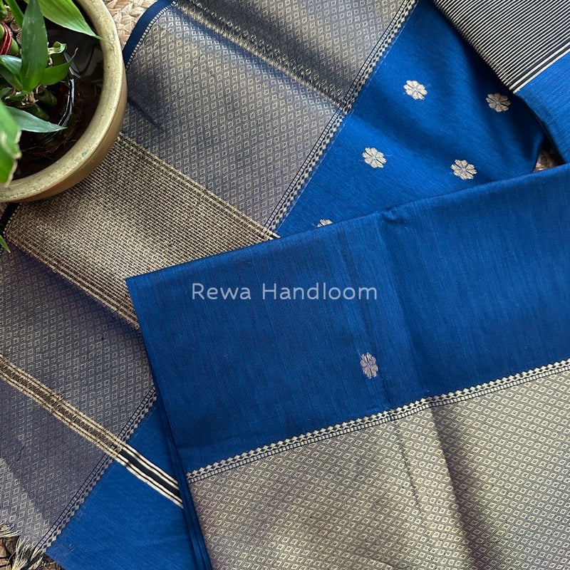Maheshwari Navy Blue Zari Skirt Butti Saree ZSB021