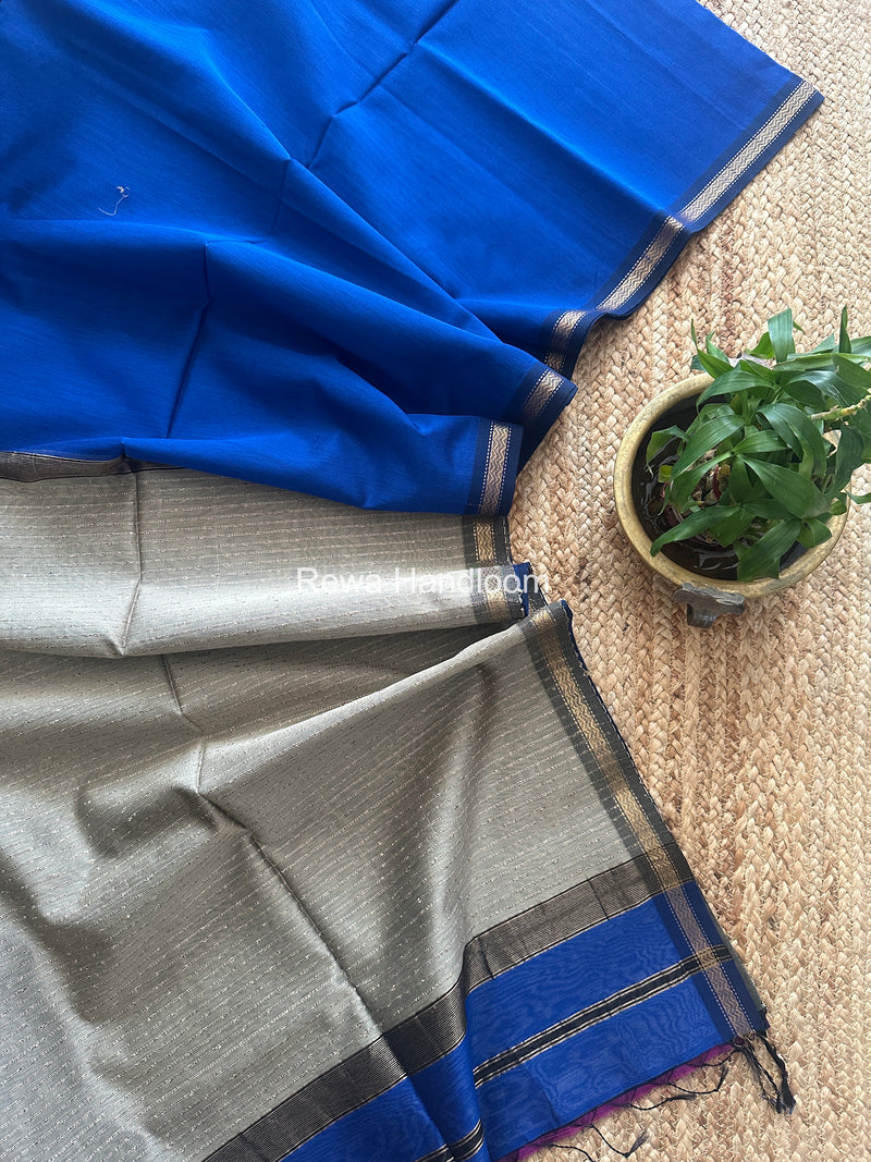 Maheshwari Blue Gichha Pallu Saree GP072