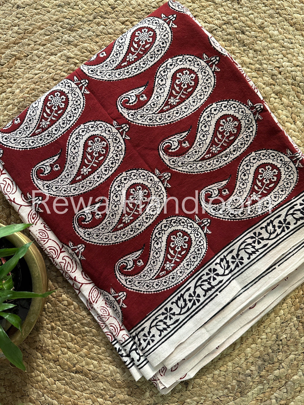 Maroon-OFF White Bagh Print Cotton Suit-BCSP68