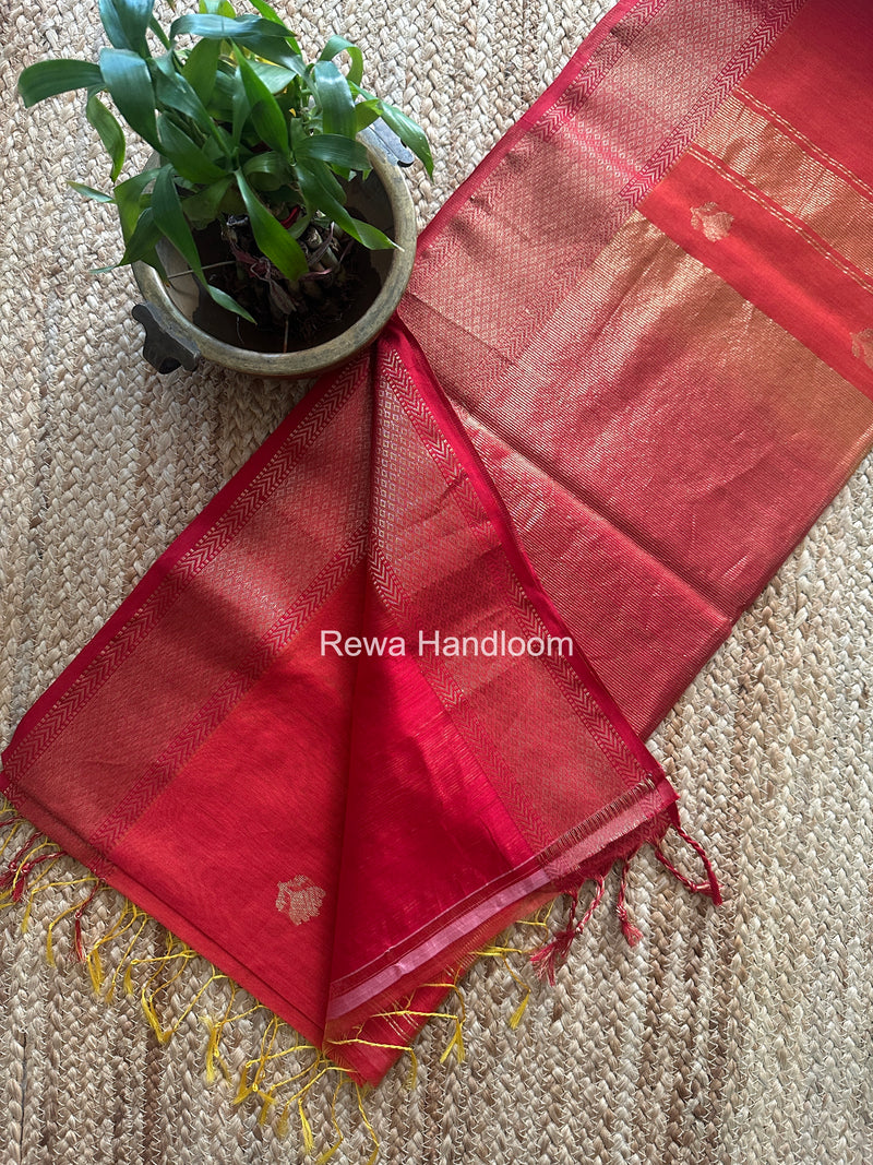 Maheshwari Red Lotus Shaded Butta Saree SLB049