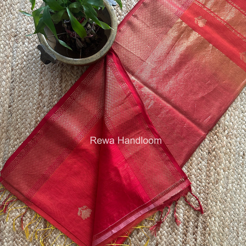 Maheshwari Red Lotus Shaded Butta Saree SLB049