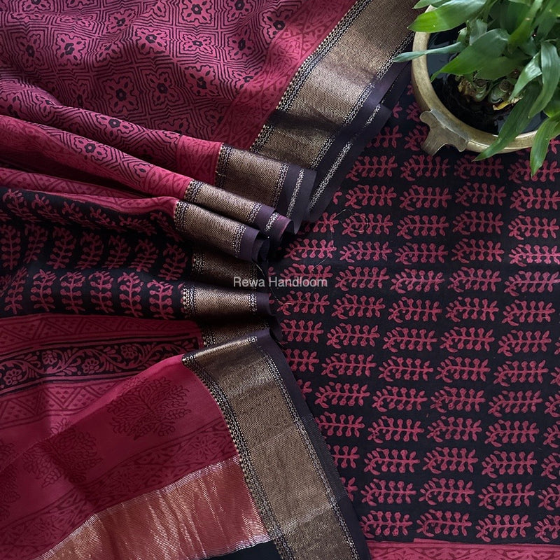 Maheshwari Bagh Print Top-Dupatta Set