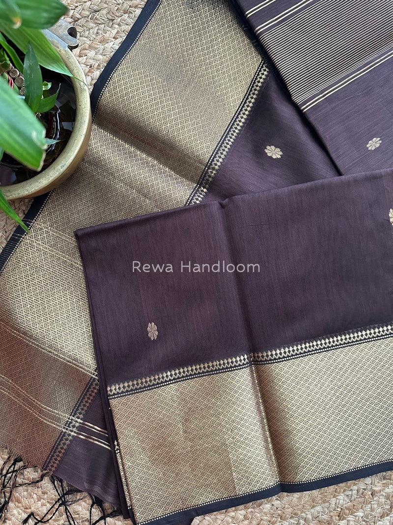Maheshwari Coffee Brown Zari Skirt Butti Saree ZSB022