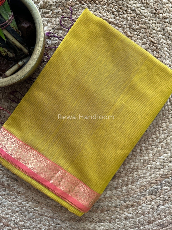 Maheshwari Yellow Rasta Lehar Saree RL028