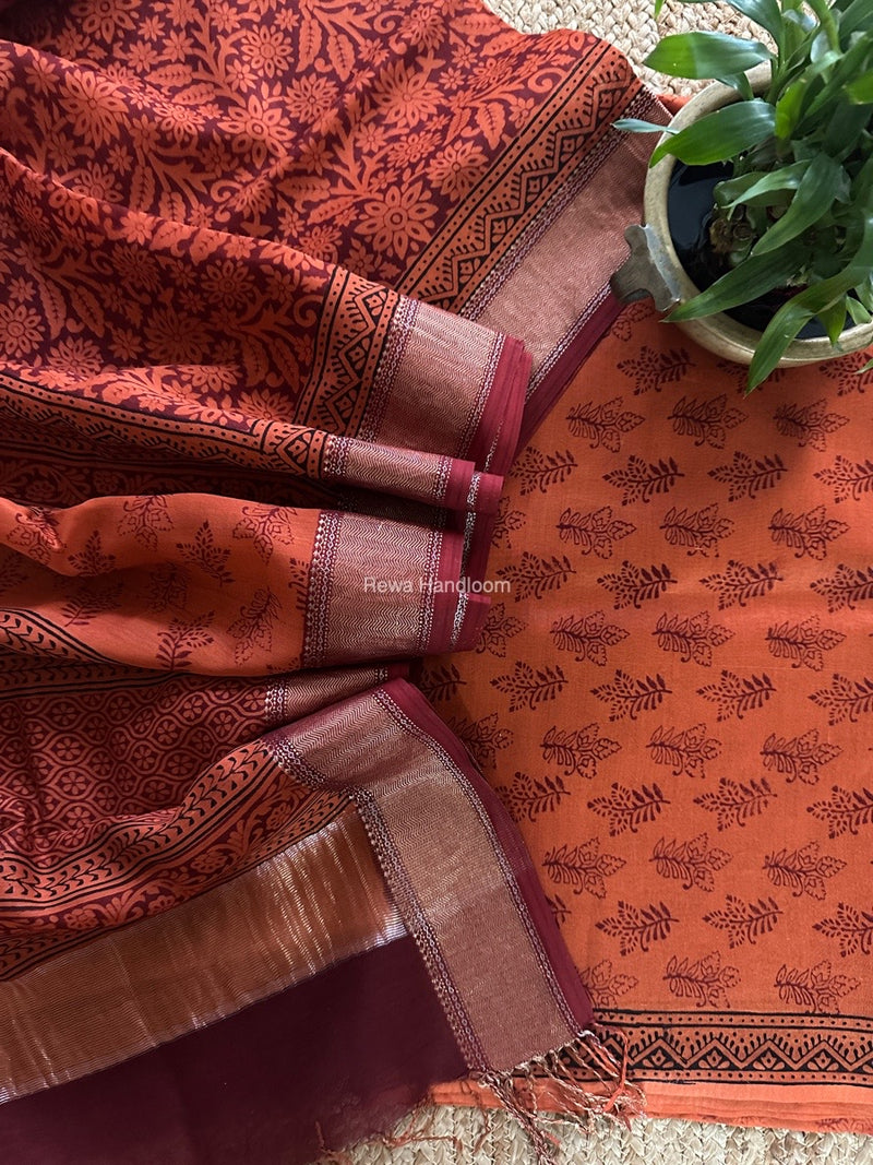 Maheshwari Bagh Print Top-Dupatta Set