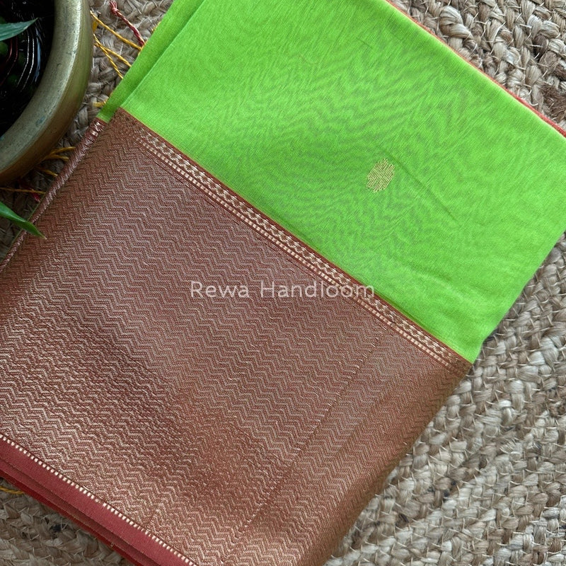 Maheshwari Parrot Green Zari Skirt Butti Saree ZSB020