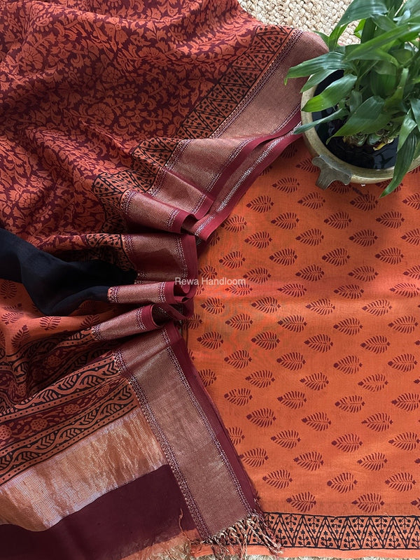 Maheshwari Bagh Print Top-Dupatta Set