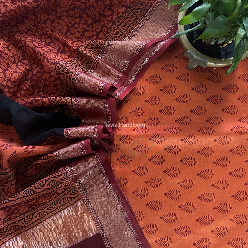 Maheshwari Bagh Print Top-Dupatta Set